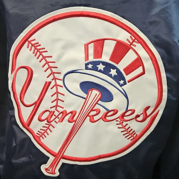 Starter New York Yankees The Ambassador Satin Full-Zip Navy Jacket NWOT- Size S - Picture 8 of 9